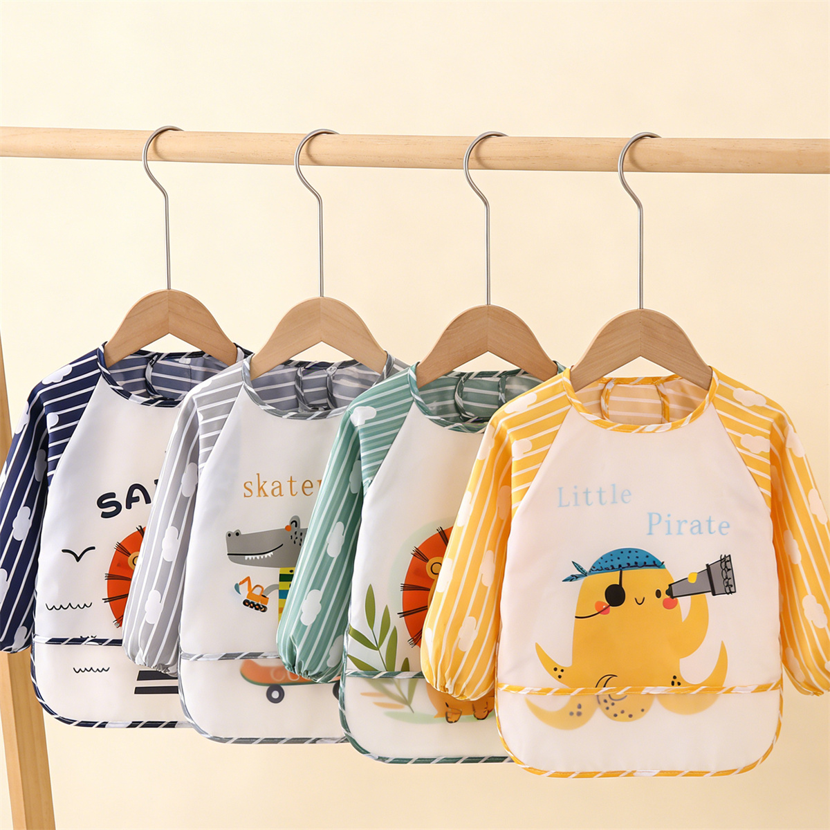 Baby Food Eat - 2pcs Waterproof Full Sleeve Baby Bibs