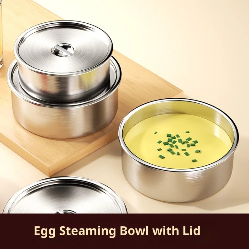 Baby Food Bowl - Stainless Steel Steaming Bowl with Lid