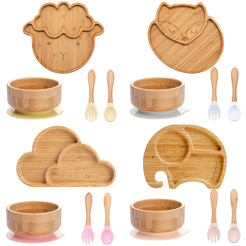 Baby Food Dispensing Spoon - 4pcs Children's Tableware Suction Plate Bowl