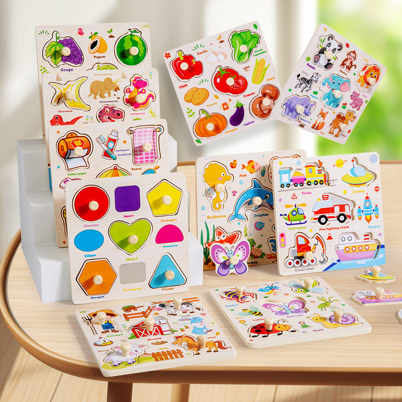 Montessori Wooden Puzzles Toys - Baby Food Eat 评论和价格