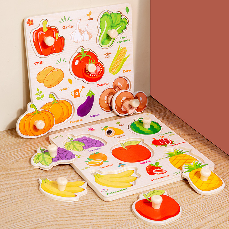 Montessori Wooden Puzzles Toys - Baby Food Eat 评论和价格