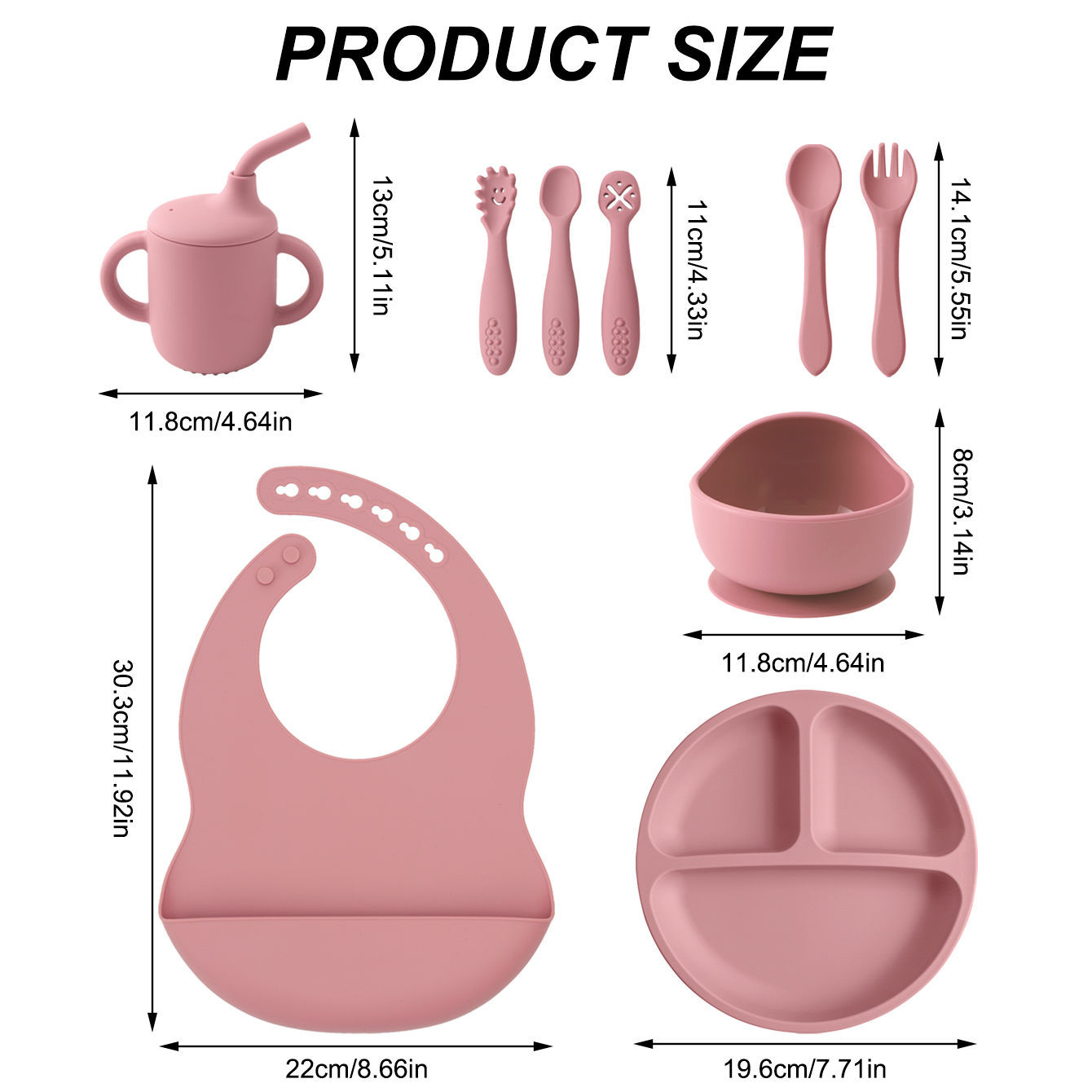 9PCS Silicone Baby Feeding Set - Plate Suction Toddler 评论和价格