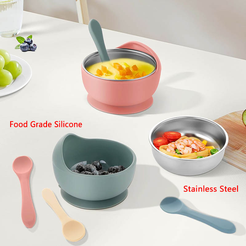 3Pcs Set Baby Feeding Bowl Wit - Baby Food Dispensing Spoon 评论和价格
