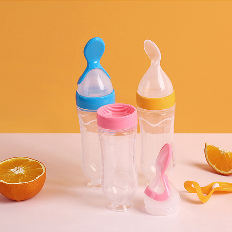 Squeezing Feeding Bottle Silic - Baby Food Dispensing Spoon 评论和价格