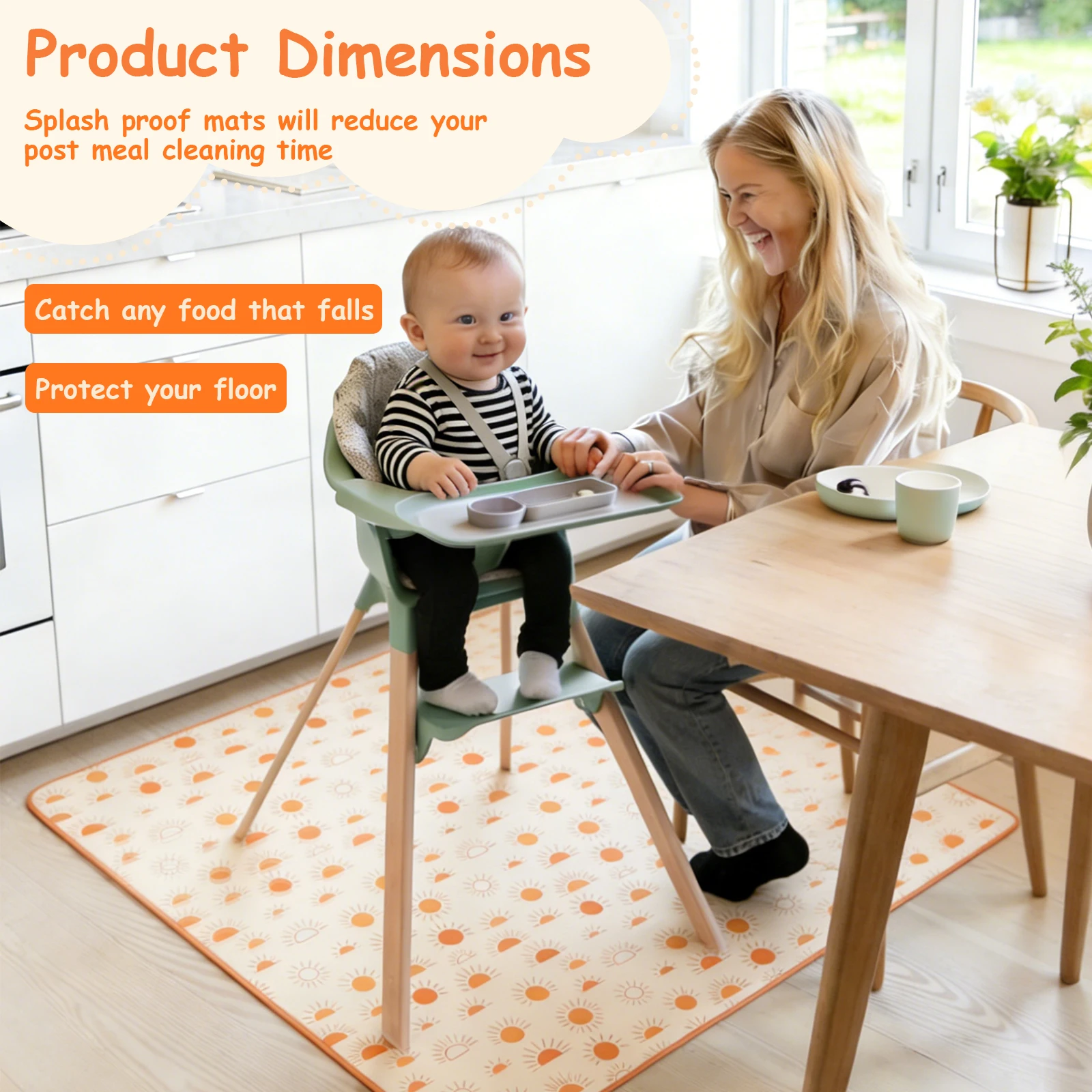 Baby High Chair Splat Mat Dini - Highchair Splash Mat 评论和价格
