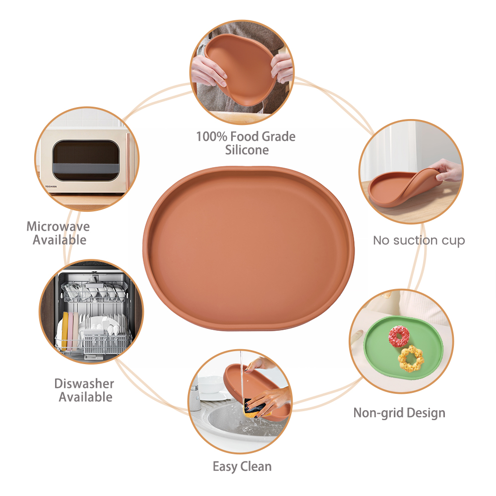 Baby Safe Silicone Dining Plat - Plate Suction Toddler 评论和价格
