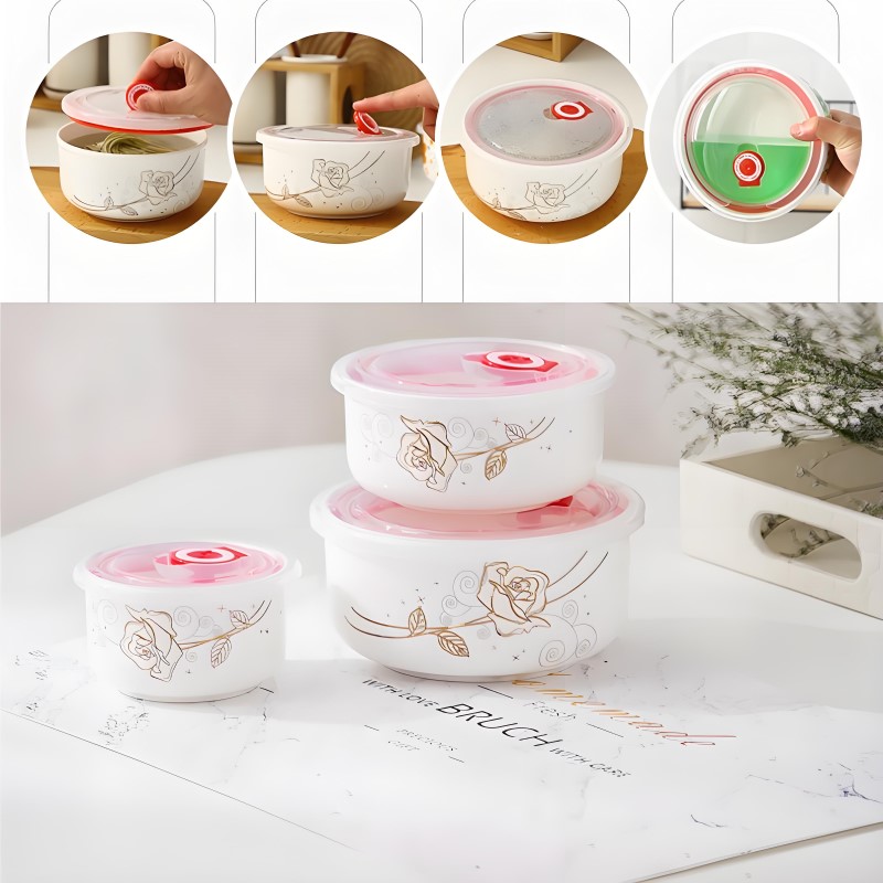 Three-piece set, fine bone chi - Baby Food Bowl 评论和价格