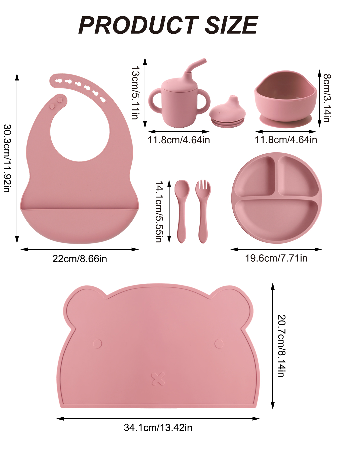 7PCS Silicone Baby Feeding Set - Plate Suction Toddler 评论和价格